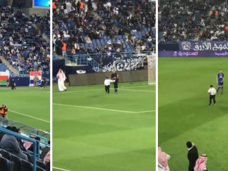 اضغط لمشاهدة الفيديو: طفل يؤخر مباراة في الدوري السعودي الممتاز